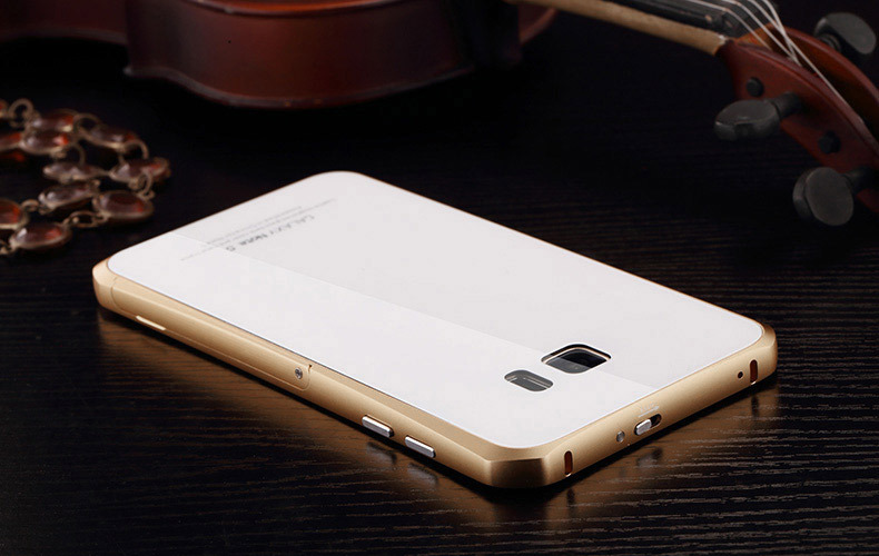 Luphie Aircraft Aluminum Metal Frame 9H Tempered Glass Back Cover Case with Kickstand for Samsung Galaxy Note 5 N9200