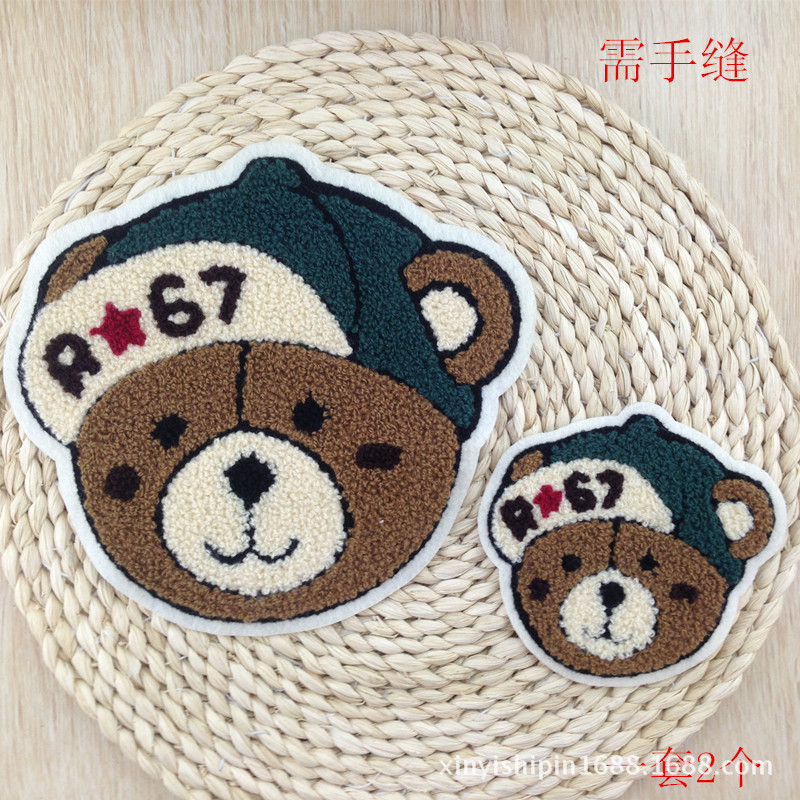 厂家直销 现货手缝毛巾绣 卡通补丁贴动物贴刺绣各种徽章肩章批发