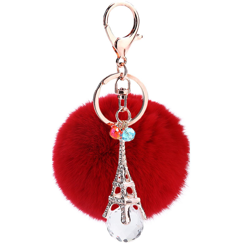 New Diamond-studded Cute Eiffel Tower Crystal Diamond Ball Bag Pendant Keychain display picture 4