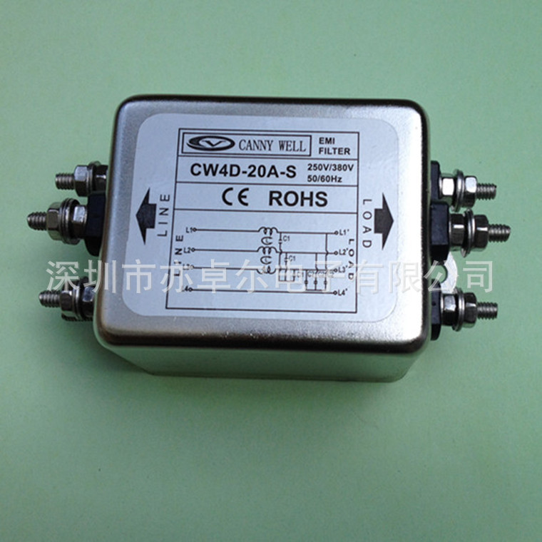 台湾 原装正品CANNY WELL EMI电源滤波器CW4D-20A-S三相三线380V