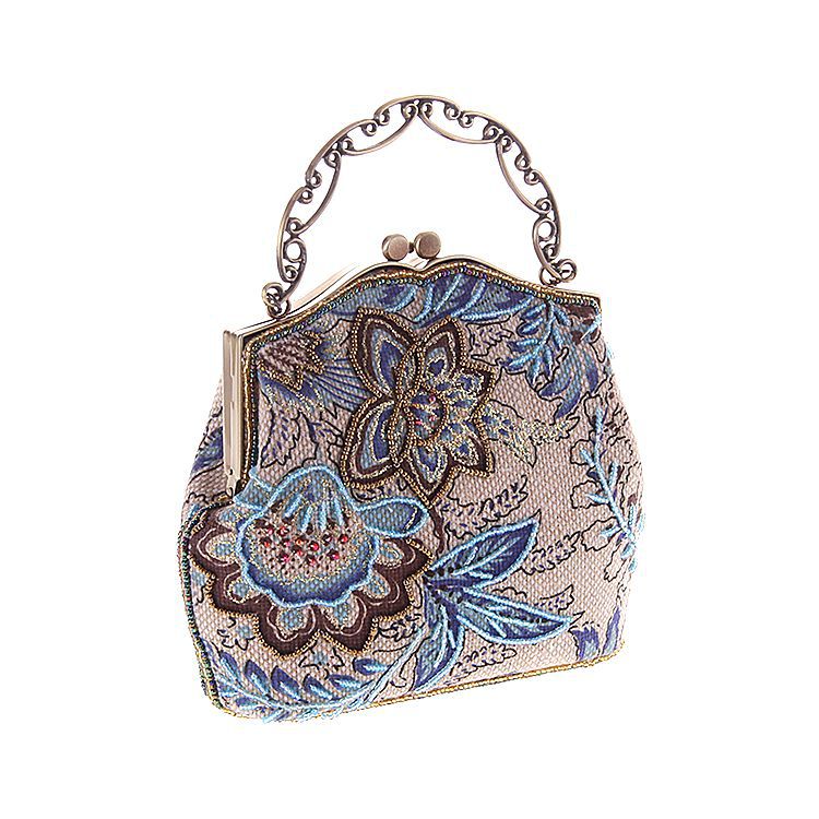 Burlap Beaded Embroidered Bag Handbags Craft Bag Ladies Bag Classical Beaded Bag display picture 1