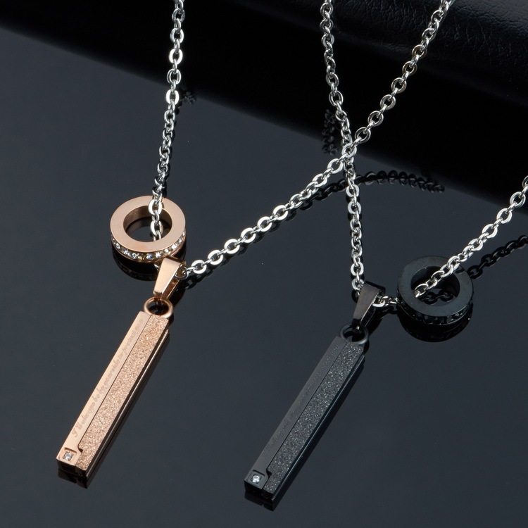 Titanium Steel Jewelry Sand-milled Diamond Couple Necklace Korean Stylish Exquisite Small Jewelry Titanium Steel Jewelry Wholesale