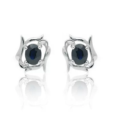 Jewelry, sapphire earrings, silver 925 sample