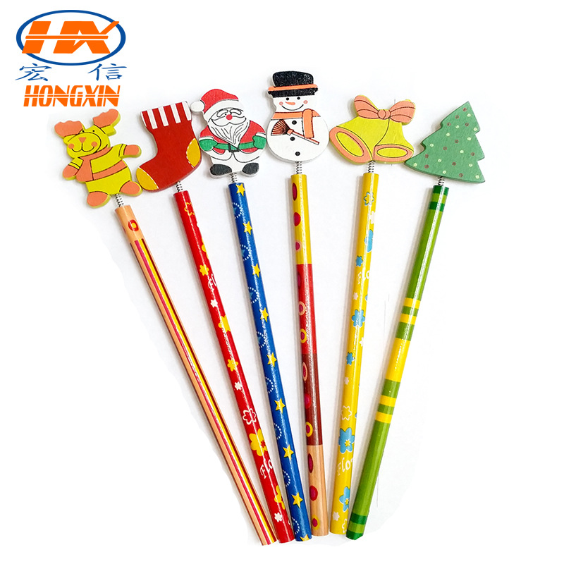 工厂生产圣诞铅笔企业促销广告工艺木质铅笔儿童礼品笔韩国文具笔