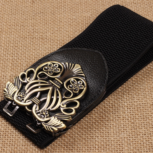 Hot-selling Korean style palace retro carved wide belt for women, versatile elastic waistband, wide belt wholesale