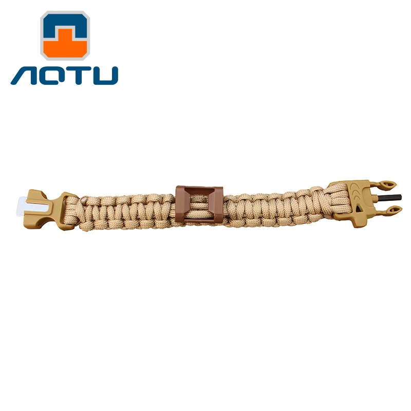 Вогнуто-выпуклый 7-жильный браслет из веревки для зонта для выживания на открытом воздухе, спасательный свисток, огненный камень, огонь с открывалкой для бутылок AT9008