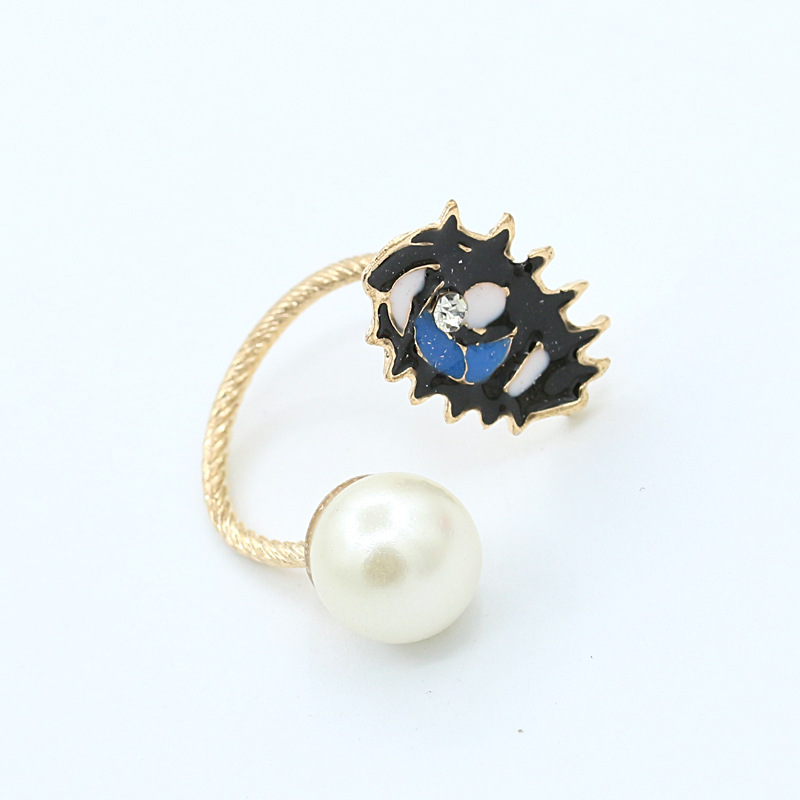 Europäischer Und Amerikanischer Retro-schmuck, Perlen Augen, Edelstein, Gelenk Ring, Ring, Neue Lippen Öffnung, Ring display picture 3