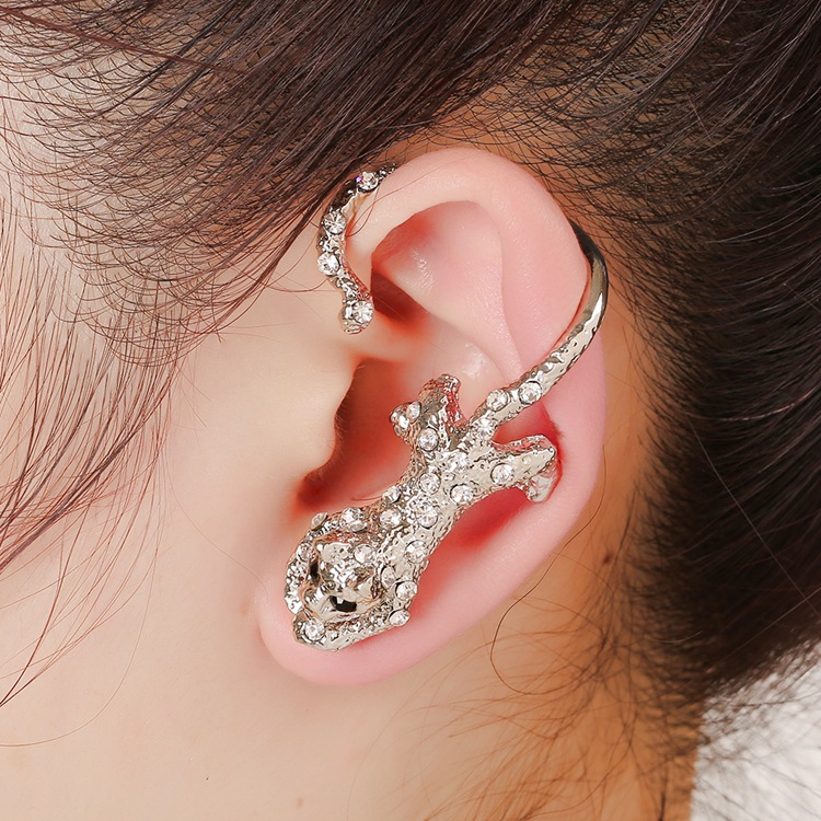 Boucles D&#39;oreilles En Alliage De Diamant Créatif Gecko display picture 6