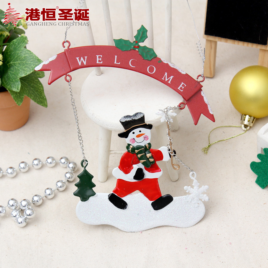 Hong Kong Heng Navidad hierro decorativo colgante 30x15cm hierro pintado Santa Claus colgante 20g