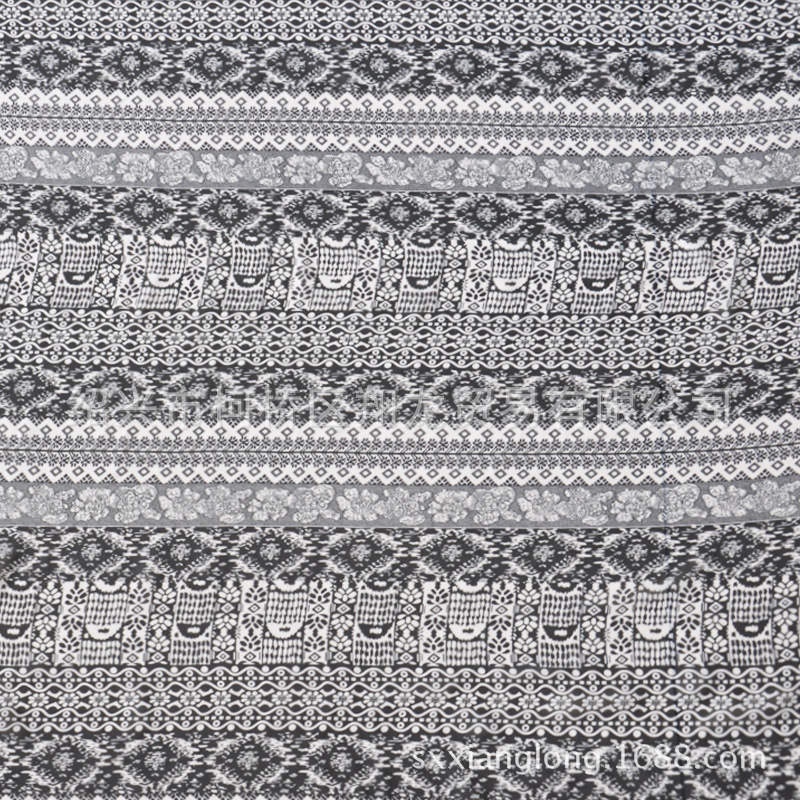 【翔龙印花 XL608】厂家直销  复古文艺仿蕾丝水波浪小花雪纺印花