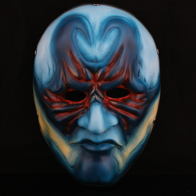 万圣节精品树脂Payday2主题珍藏版游戏收获日2系列蓝色男劫匪面具
