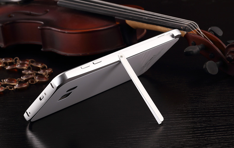 Luphie Aircraft Aluminum Metal Frame 9H Tempered Glass Back Cover Case with Kickstand for Samsung Galaxy Note 5 N9200
