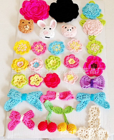 加工 鞋花 钩针花 手工加工 毛线花 服装辅料 手钩花。