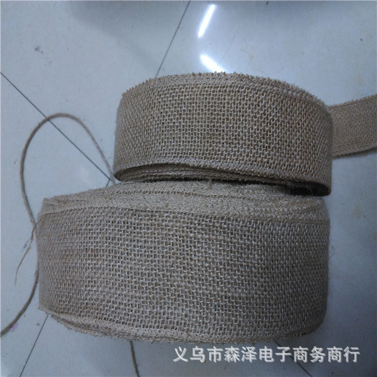 麻沙发布 烫金印花 彩色蕾丝麻布卷 麻布花边装饰织带 黄麻布卷