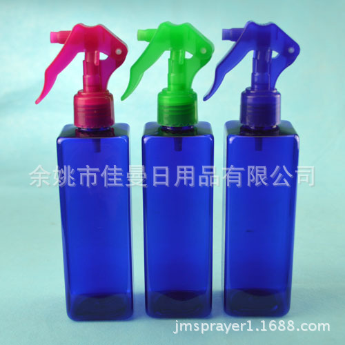 供应240ml蓝色四方瓶美发喷雾瓶 喷瓶 手扣式喷枪瓶