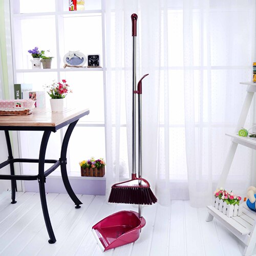 Stainless steel rod soft broom dustpan set combination plastic broom set household sweeping set sweeping manufacturer wholesale
