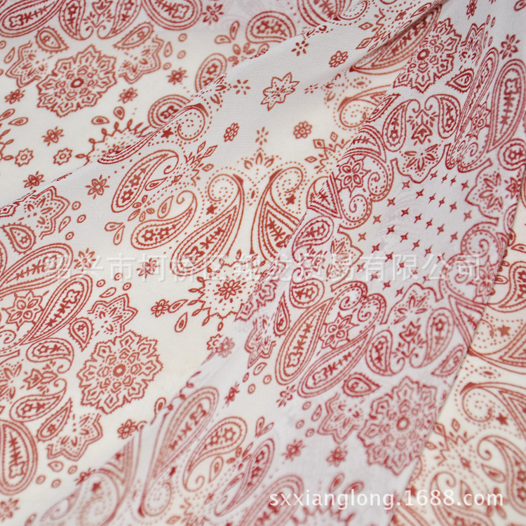 【翔龙印花  XL651】早春新品  日韩风清爽几何复古腰果 雪纺印花