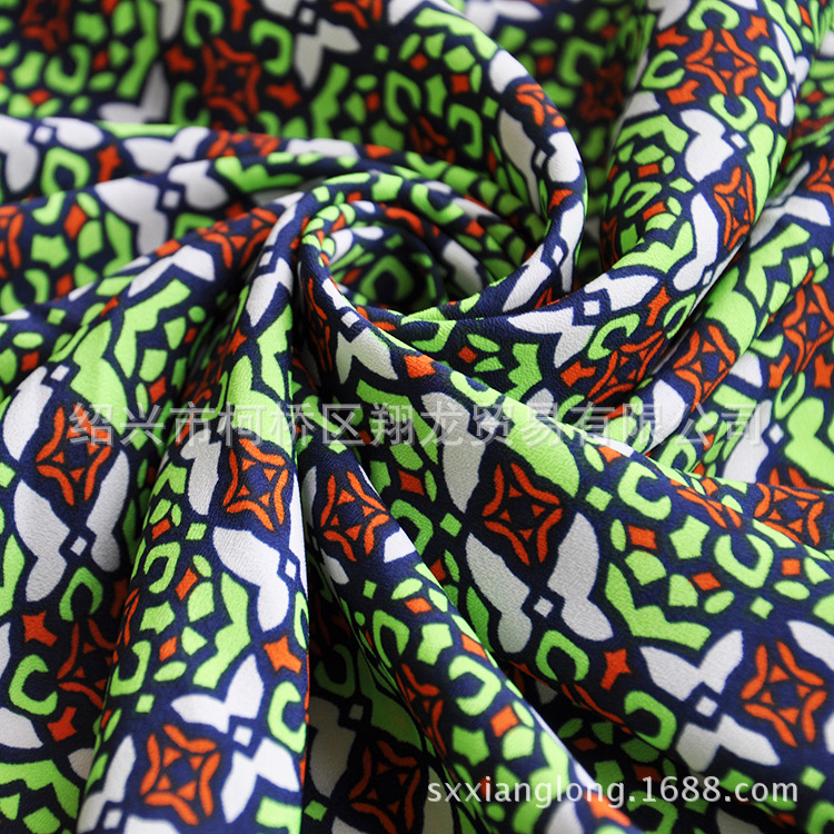 【翔龙印花 XL6837】夏季新品 几何碎花拼接花瑶双绉涤纶印花面料