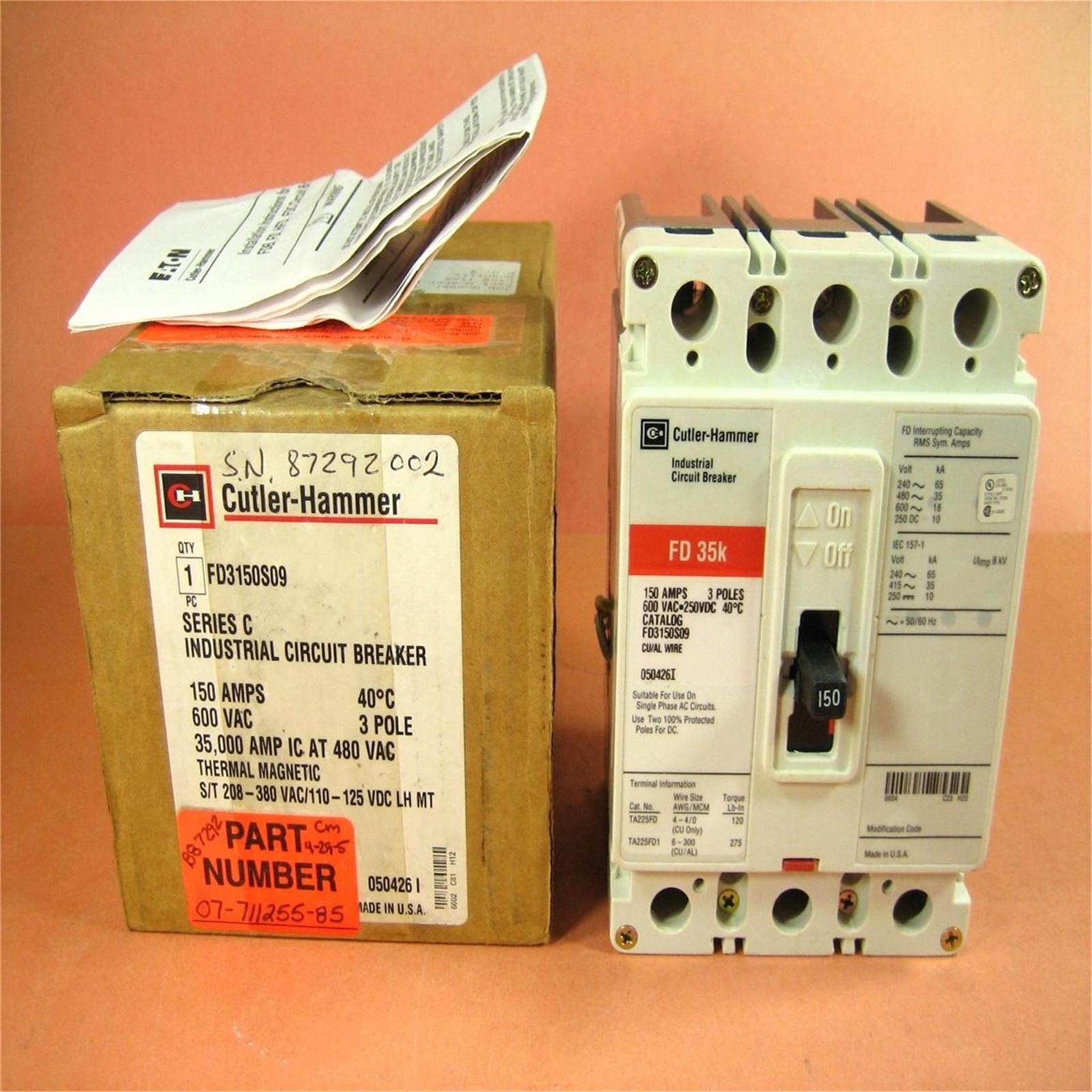 Eaton / Cutler Hammer工业塑壳断路器 FD3150L 150A/3P