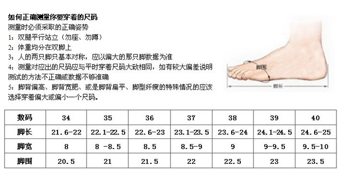 鞋碼表