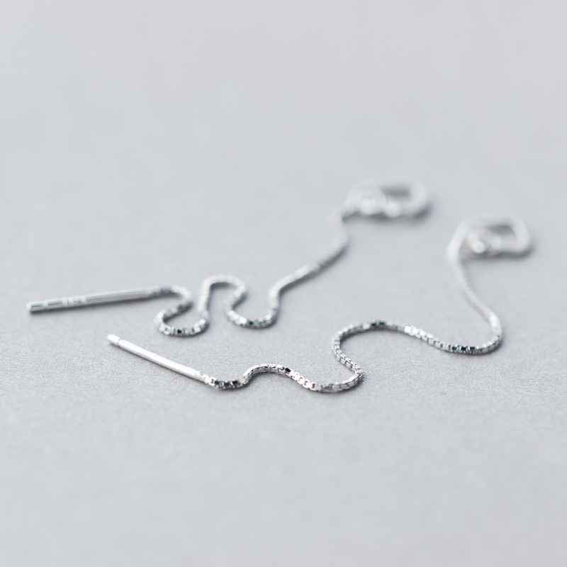 S925 orejas de plata femeninas coreanas orejas de amor hueco dulce corazón largo pendientes de orejas joyas de orejas E1121