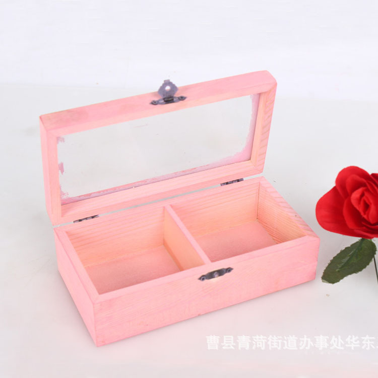 透明盖格子饰品包装盒木质皇冠首饰盒影楼化妆发饰耳钉盒戒指盒