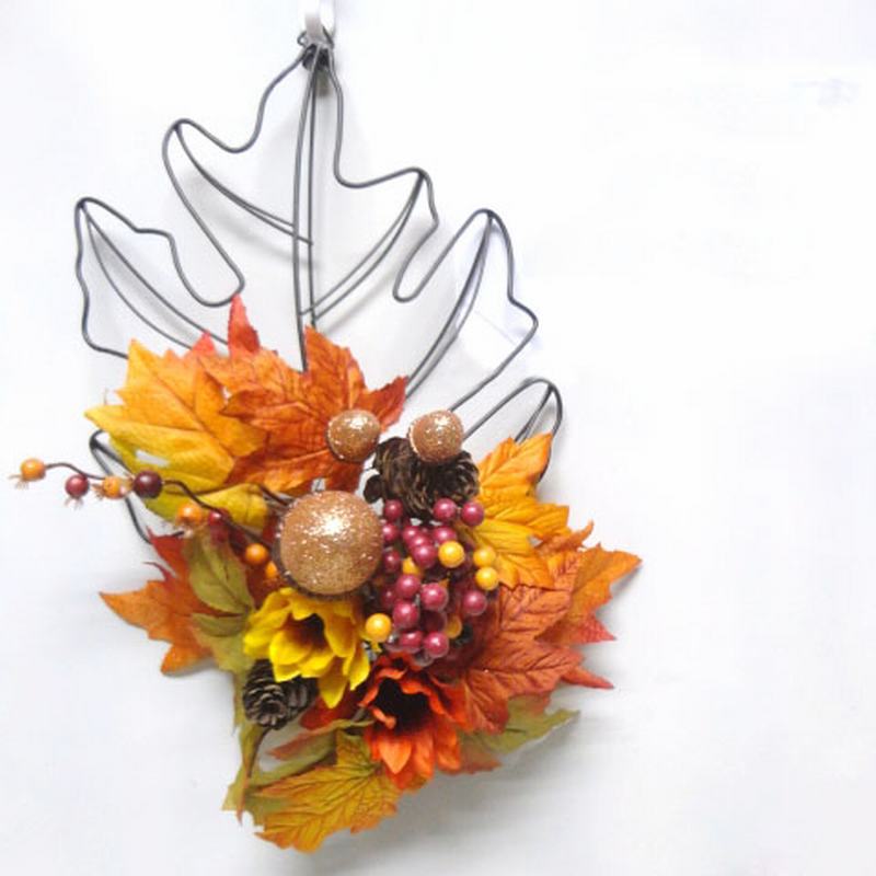 2019 nueva fábrica OEM procesamiento Festival de Otoño anillo de ratán natural vacaciones guirnalda decorativa 20CM-45CM