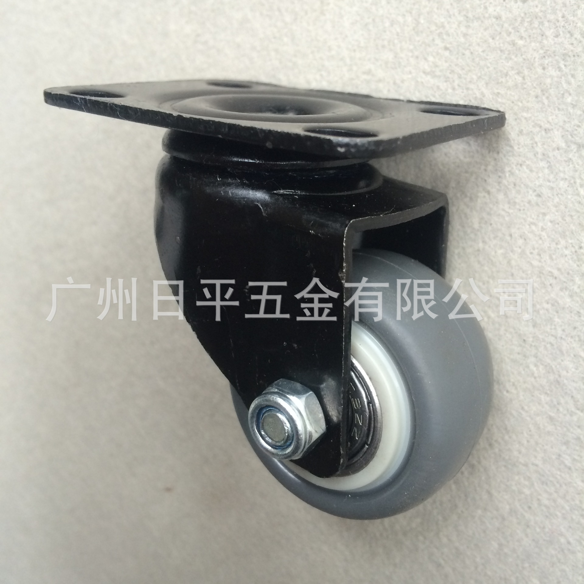 家具脚轮金钻2寸平板灰色人造橡胶（TPR）双轴承万向轮双轴承升级