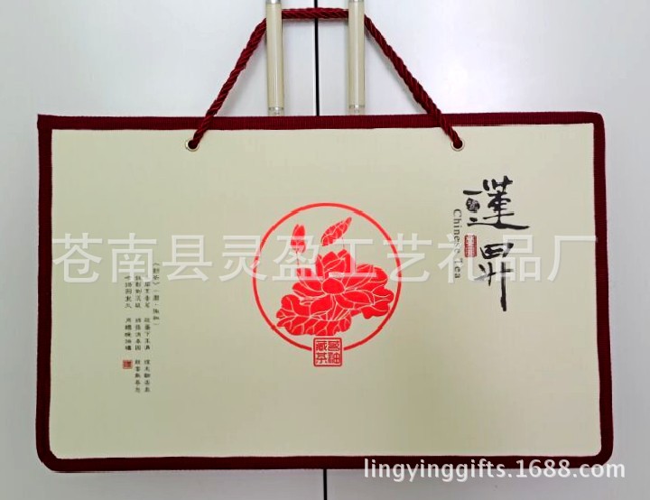 厂家供应 一鹭莲升茶叶高档手提袋 彩印纸面礼品袋 环保无纺布袋