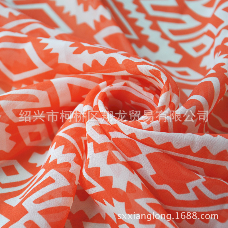 【翔龙印花 XL599】新品 时尚简约几何齿轮方块雪纺面料