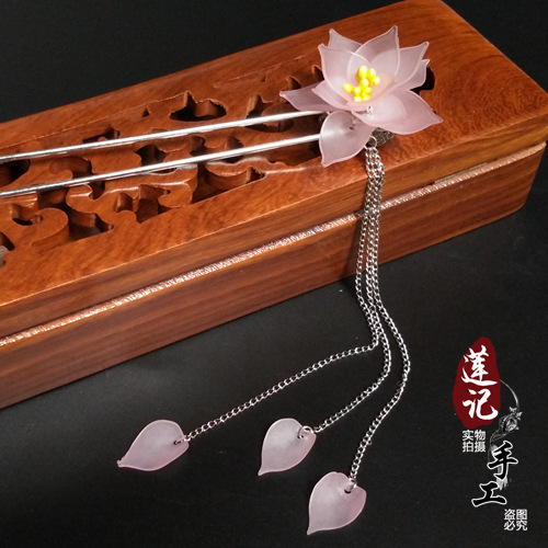 Handmade hair accessory material: acrylic matte flower petal hairpin headwear accessory, ancient-style walking bun headwear accessory detail image 12