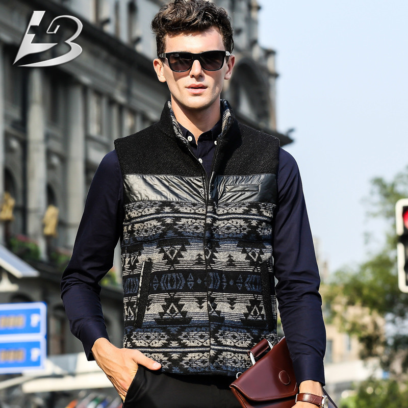 男士羊毛马甲秋冬新款羊毛提花坎肩加厚休闲马夹男式背心外套批发
