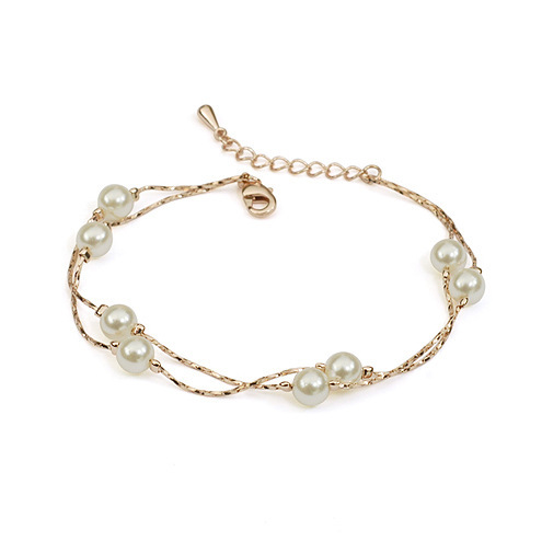 Korean fashion simple double pearl bracelet beautiful temperament women's jewelry manufacturers wholesale custom