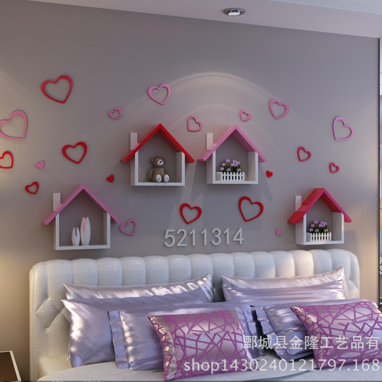 A partition wall Shelf a living room TV backdrop Decorative frame Cabin modelling Shelf Creative plaid