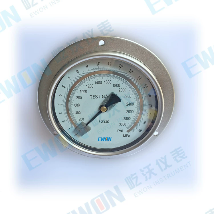 Манометр из нержавеющей стали осевой манометр 316ss с кромкой YB-150BHZT встроенный M20 * 1,5