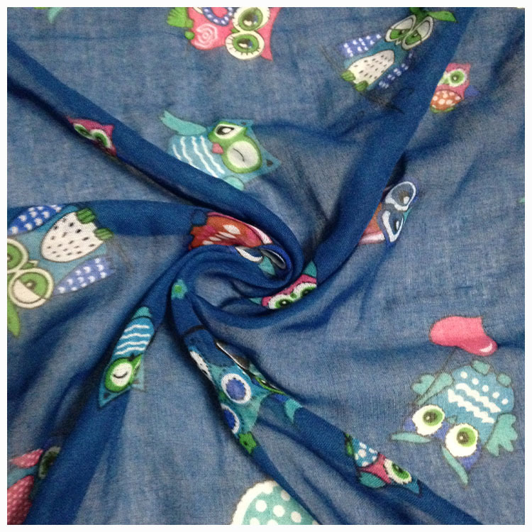 厂家现货直销全涤巴厘纱 平纹印花布服装围巾圆网大花印花面料