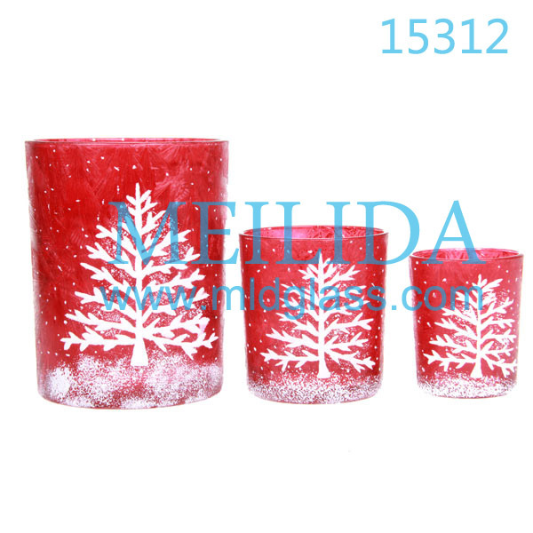 supply Coloured drawing Glass Candlestick christmas tree Decor Candle Cup Home Decoration Glass Crafts Christmas candle cup