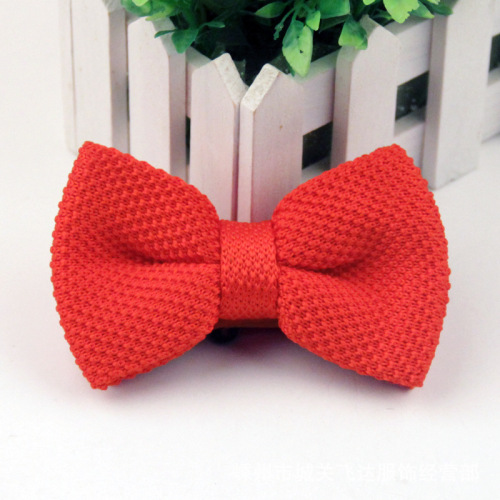 Adult men's student casual British knitted solid color double layer woolen bow tie Shengzhou manufacturer wholesale