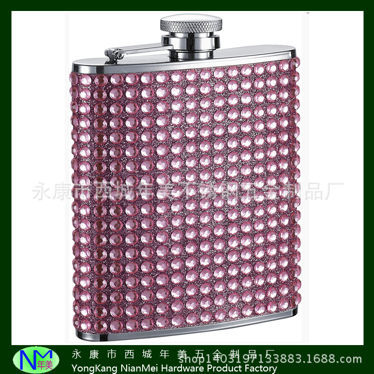 142ml 高品质镶钻不锈钢酒壶，精致酒壶