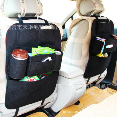 毛毡汽车座椅背挂袋多功能收纳袋收纳挂毛毡袋置物