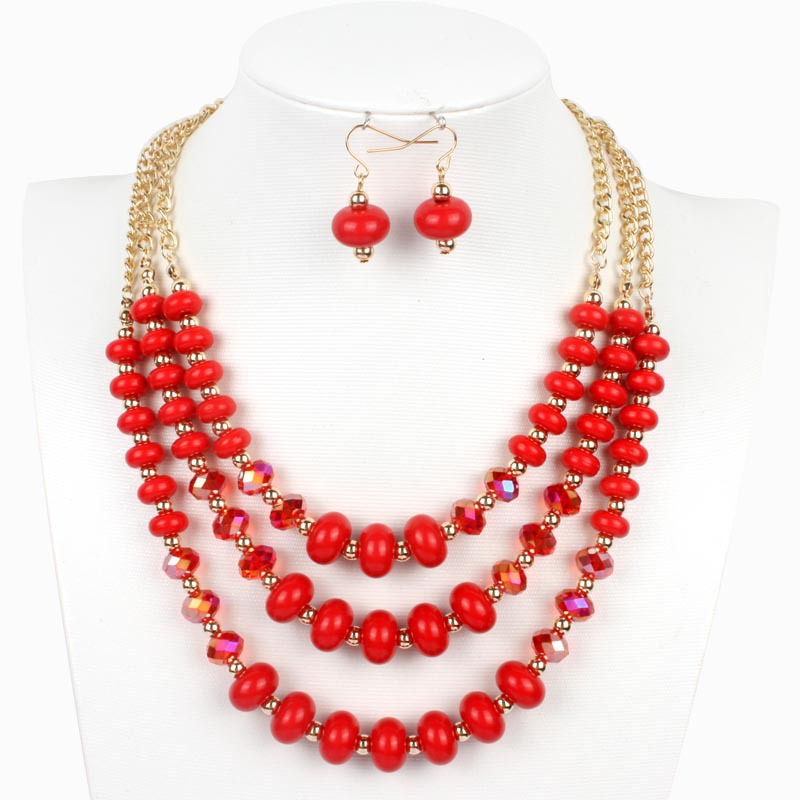 Occident and the United States glass plating necklace (Orange)NHCT0059-Orange