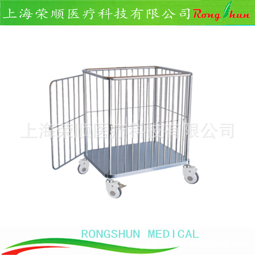 ZY21 医用不锈钢垃圾分装污物车 污衣车 不锈钢污布车手推车
