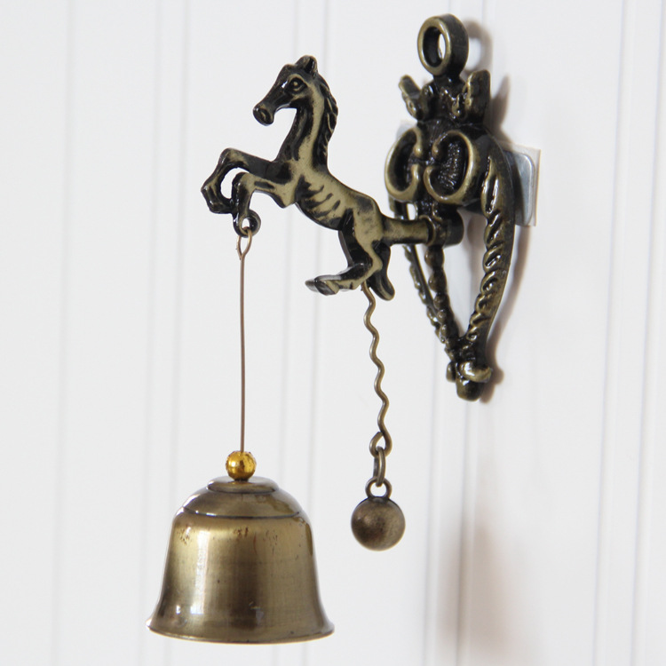 Retro Nostalgic Style Animal Door Bell Metal Iron Bell Wind Bell Hanging Wall Horse Elephant Owl Shape