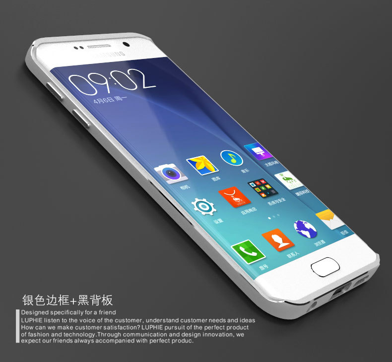 Luphie Aircraft Aluminum Metal Frame 9H Tempered Glass Back Cover Case for Samsung Galaxy S6 Edge Plus G9280 & S6 Edge G9250