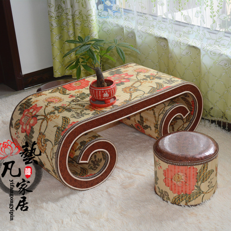 藤编榻榻米茶几现代简约炕桌竹编阳台飘窗桌茶道茶艺桌地台桌批发|ms