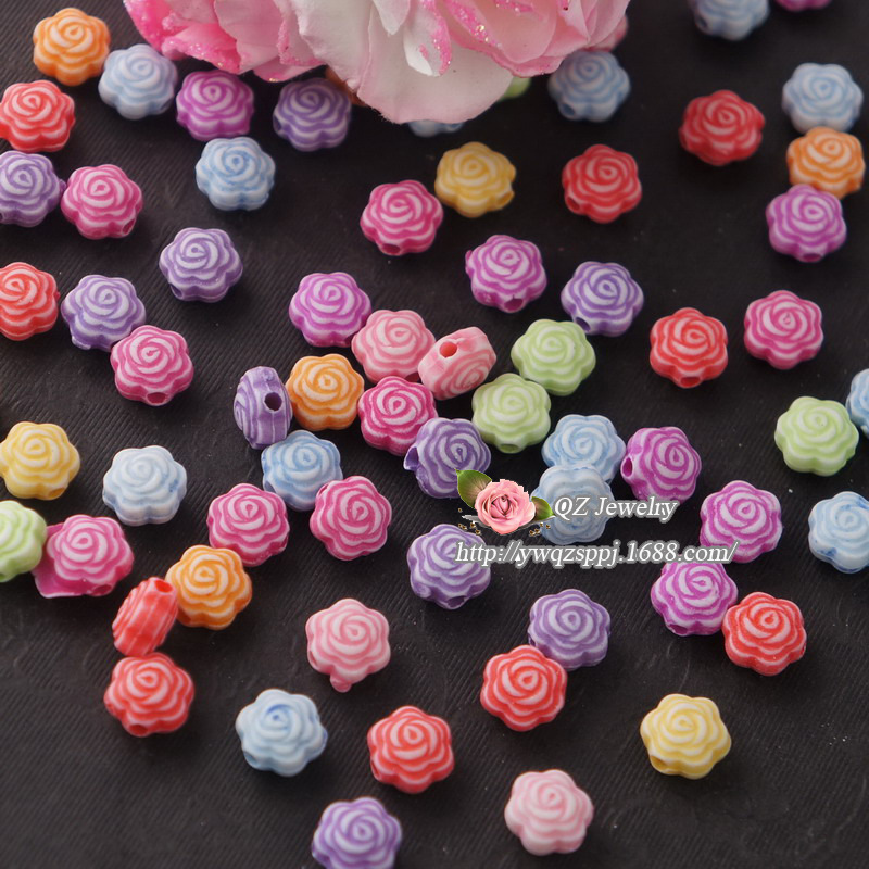 Early education institution enlightenment training beaded teaching materials, acrylic straight hole plum blossom bracelet necklace, flower accessories, loose beads detail image 3