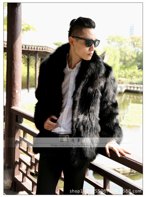 新款翻領仿狐狸毛毛男士皮草 2019特價秋冬男款修身大衣海甯皮草