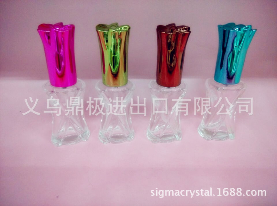 厂家直销FX174 彩色喷头空透明玻璃瓶 空的小玻璃瓶 uv花盖喷瓶