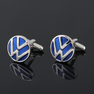 Factory Direct car logo Volkswagen cufflinks copper surface white steel plating