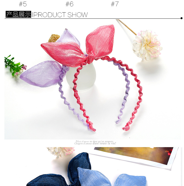 Retro Colorful Fabric Rabbit Ears Headband display picture 2